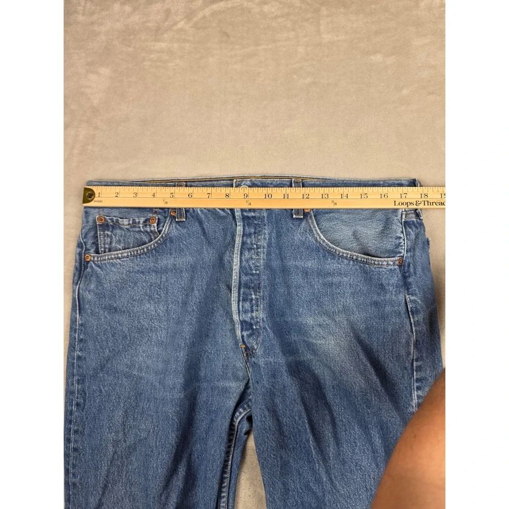 Vintage Levi's 501 Jeans Men 38x34 Fit 36x34 Blue Distressed Button Fly USA Made